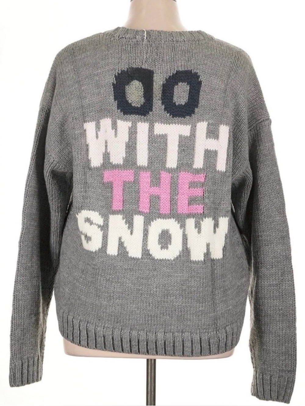 wildfox 'Go With The Snow' Pullover Sweater with Pink Accent xs